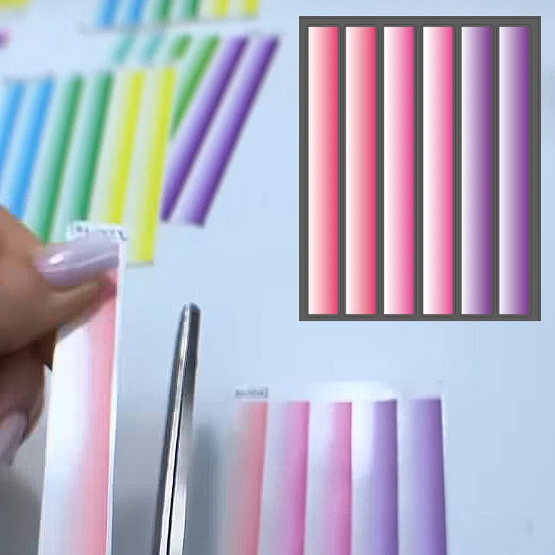 French Gradient Nail Sticker 3D Aura Red Blue Dizzy Powder Blusher Nail Decals Design Self-Adhesive Gradient Lines Decoration