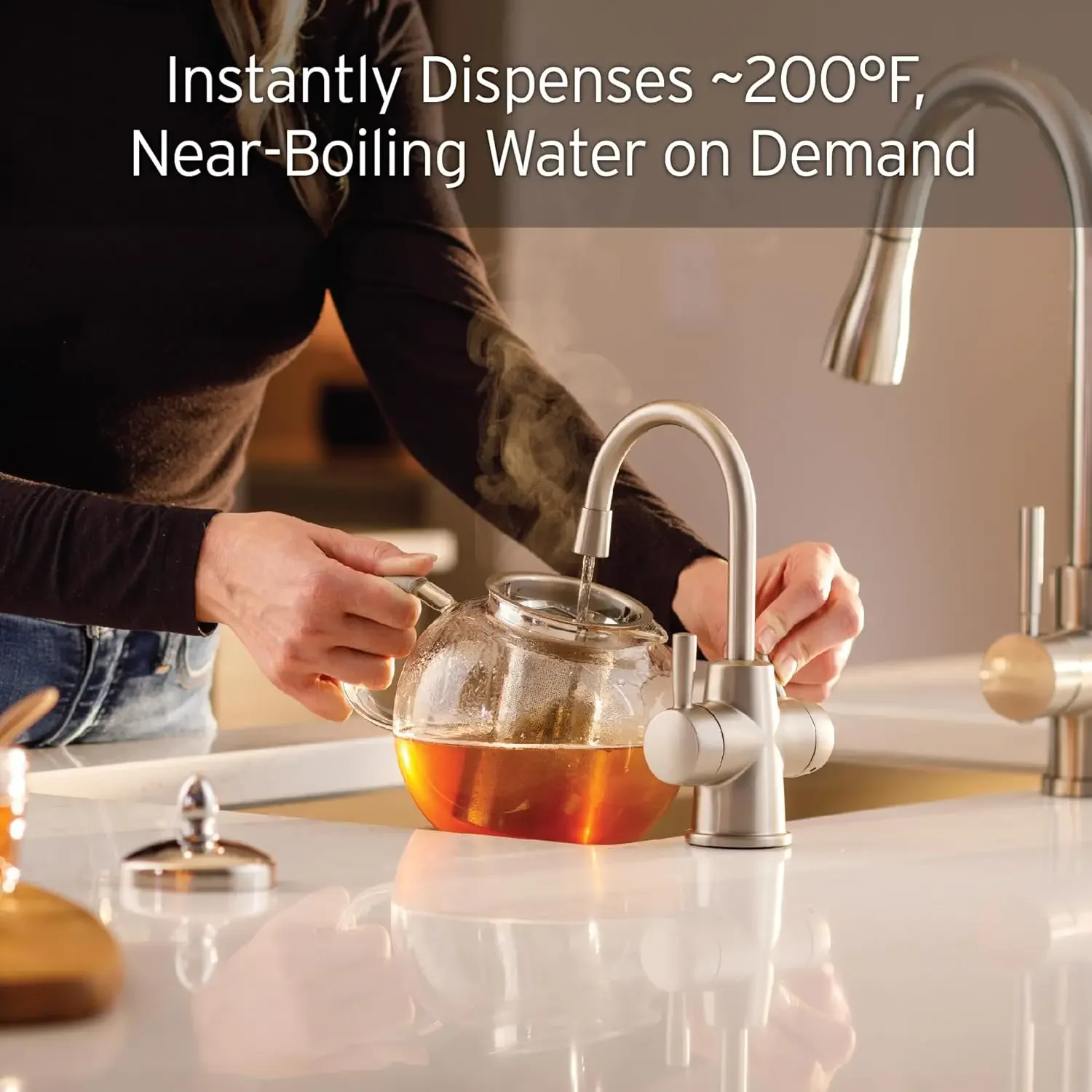 Sistema di erogazione dell'acqua calda e fredda, rubinetto per acqua potabile a 2 maniglie in nichel satinato