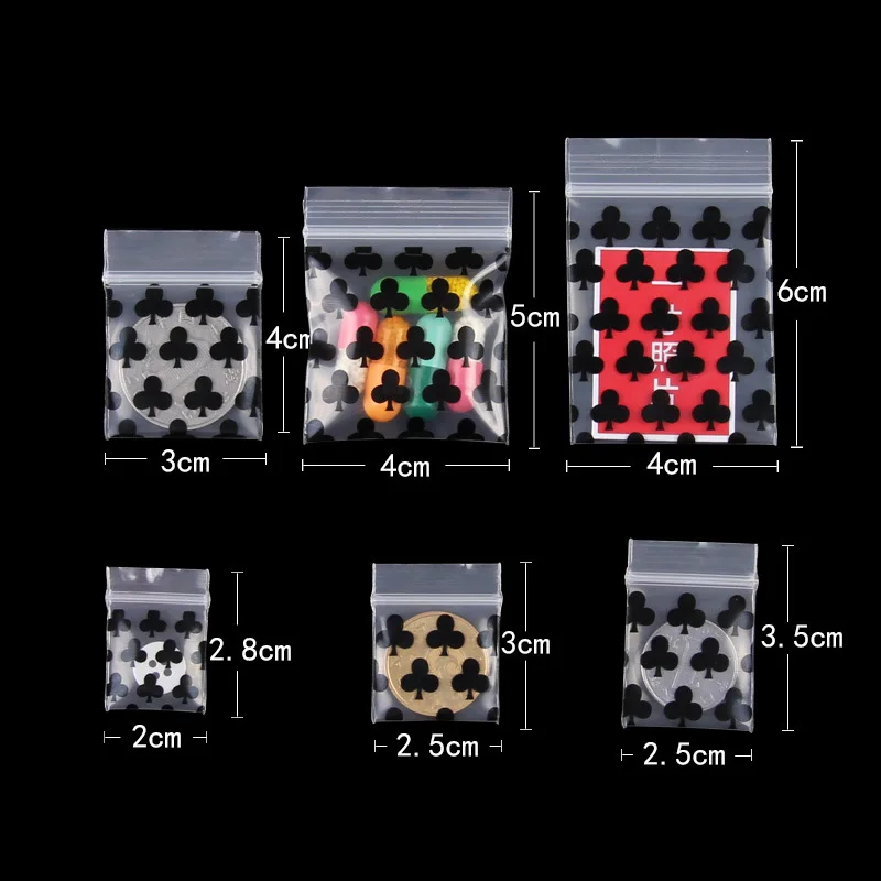 TETP 100pcs Mini Ziplock Bags With Pattern For Home Travel Jewelry Necklace Earring Ring Accessories Packaging Storage Organizer