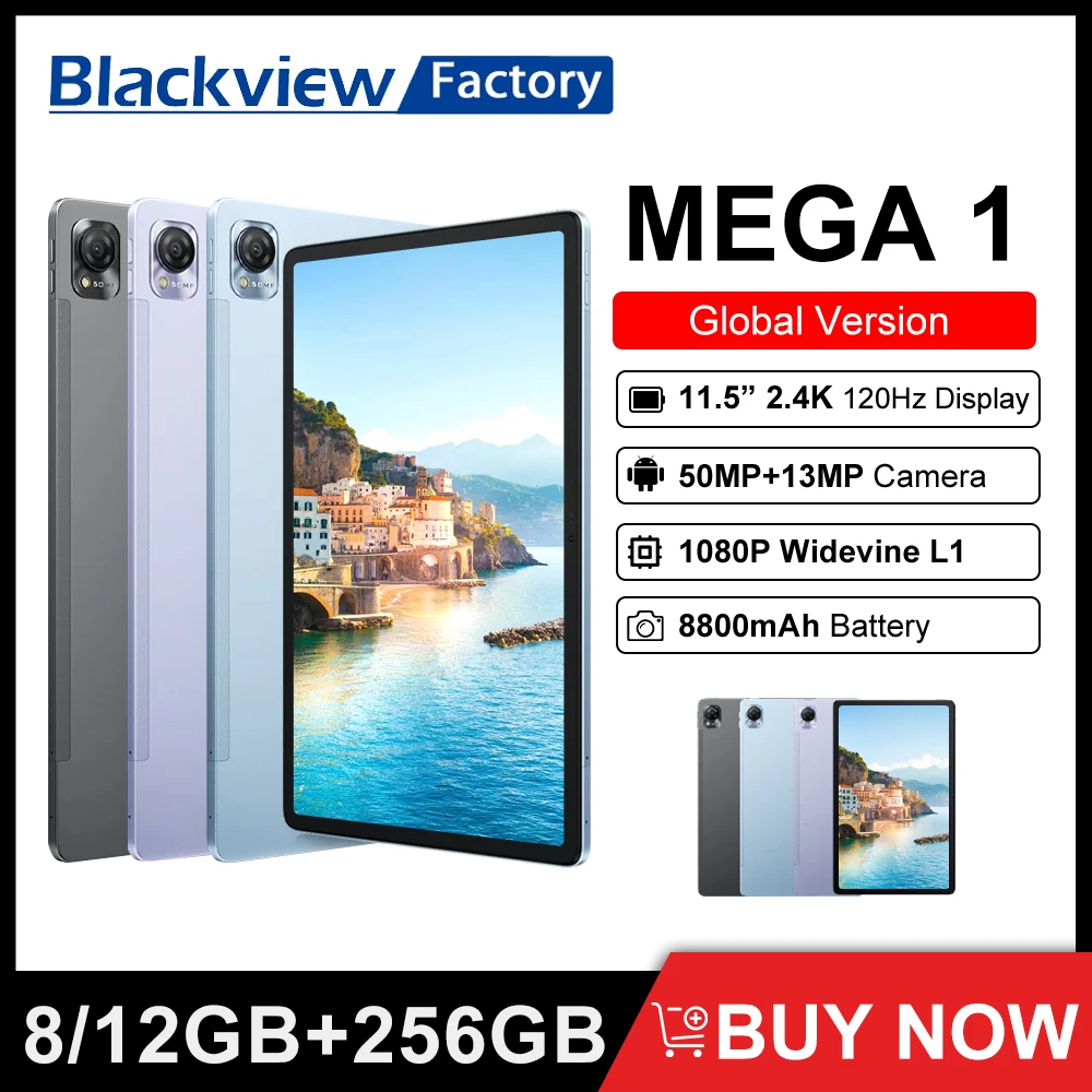 

Планшет Blackview MEGA 1 8 ГБ 256 ГБ 50 МП+13 МП камера 11,5 дюймов 2.4K 120 Гц дисплей 8800 мАч 33 Вт быстрая зарядка планшет Android 13
