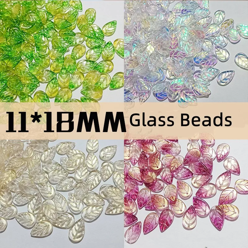 20pcs/lot 11x18MM Leaves Petal Czech Glass Lampwork Loose Spacer Beads for Needlework Jewelry Making Diy Bracelet Accessories