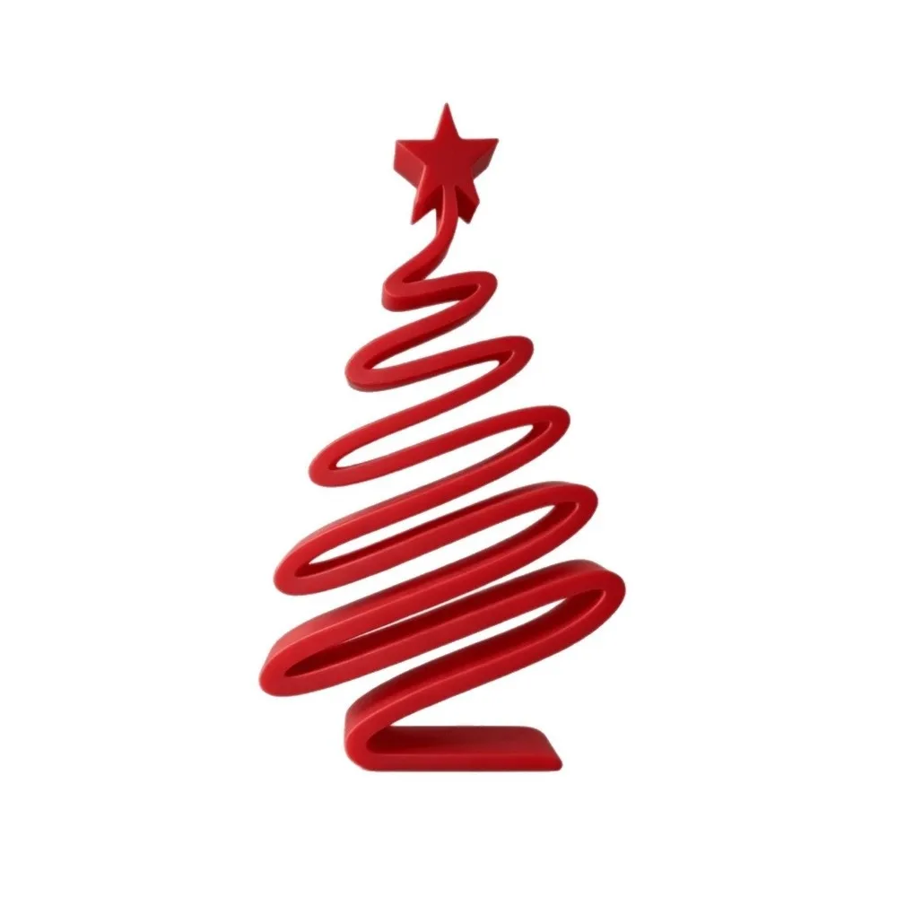 3D-Printed Christmas Figurine Spiral Shape Artistic Christmas Tree Ornament Hollow Out Irregular Xmas Ornaments Gift Idea