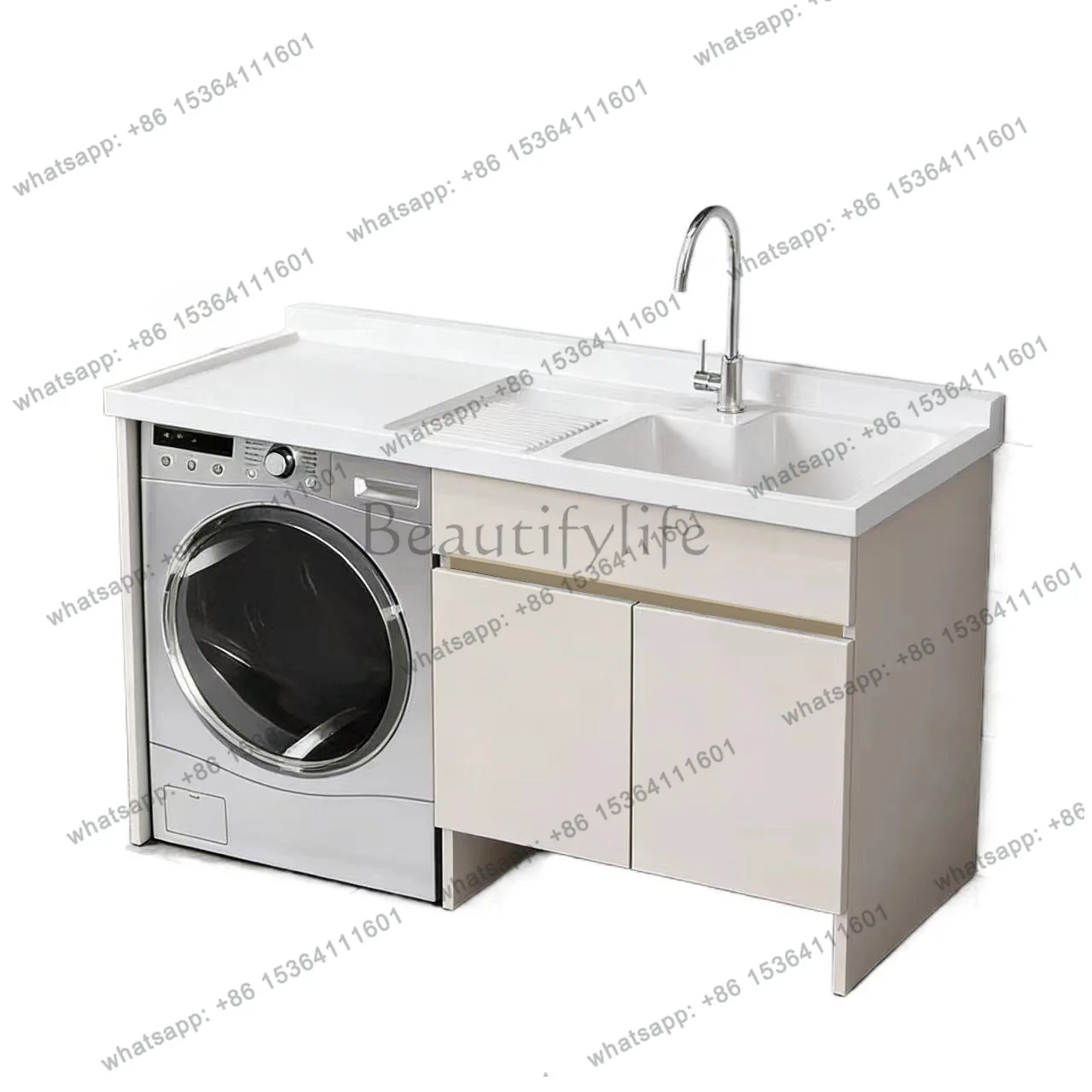 Laundry cabinet honeycomb aluminum balcony with washboard large pool integrated basin combination