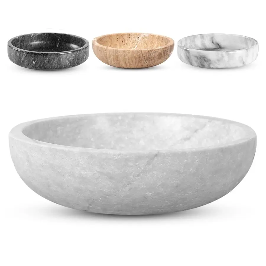 

Декоративная ваза-чаша диаметром 7,8 дюйма, высотой 2 дюйма, для прихожей, органический современный центральный элемент декора, бело-серая