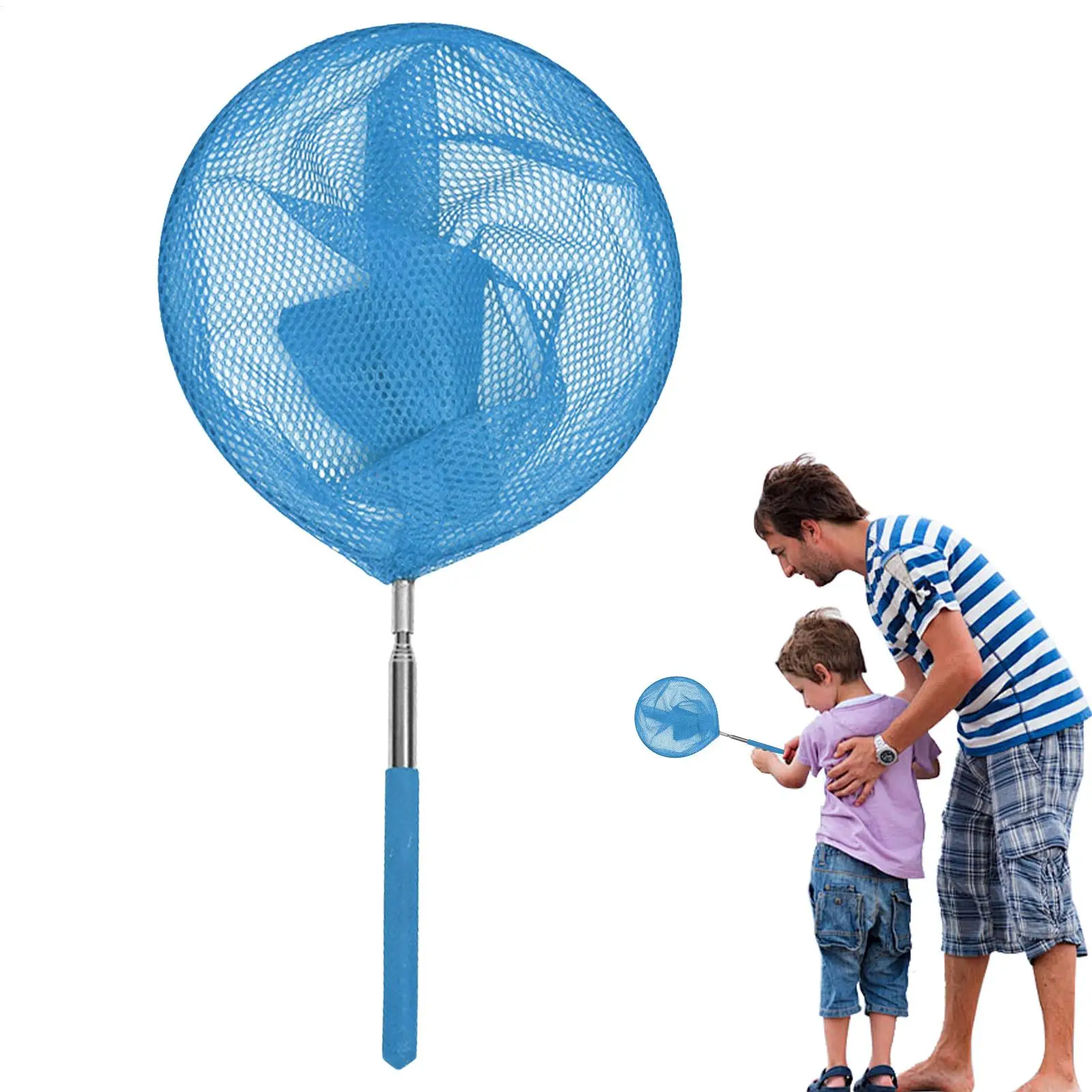 Red de pesca retráctil, red para insectos, mariposas y libélulas, red de pesca portátil para exteriores, juguetes de pesca para niños, red limpiadora de piscinas