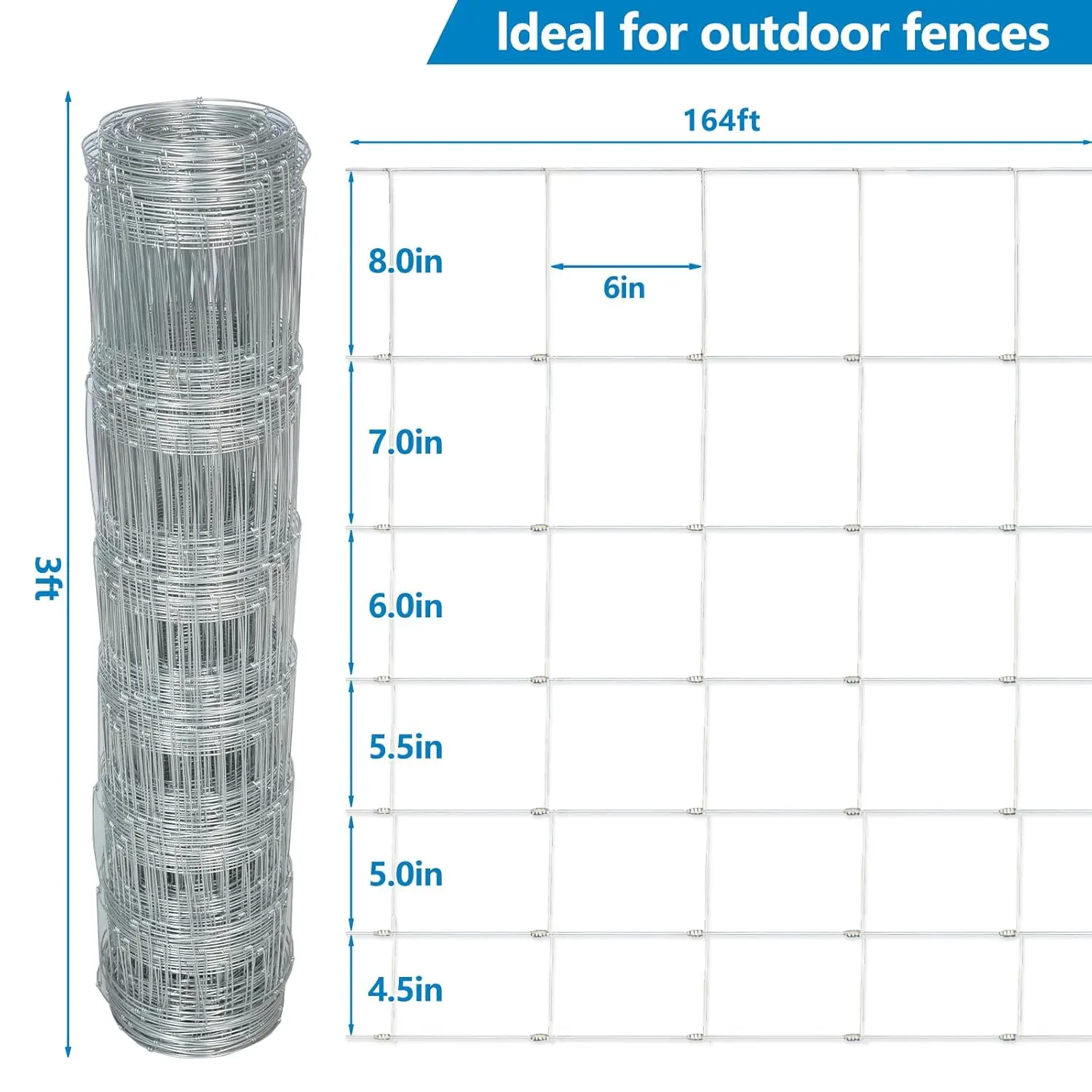 Yard & Animal Protection, Galvanized Woven Wire, No Color Mentioned, Suitable for Goat, Cattle, Deer
