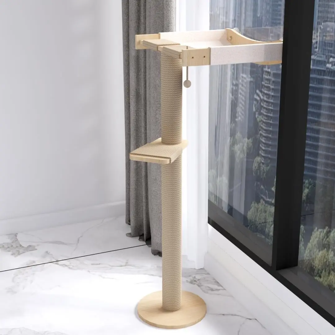 

Большая оконная лежанка для кошек с когтеточкой, гамак-кровать из массива дерева для домашних кошек - натуральное покрытие