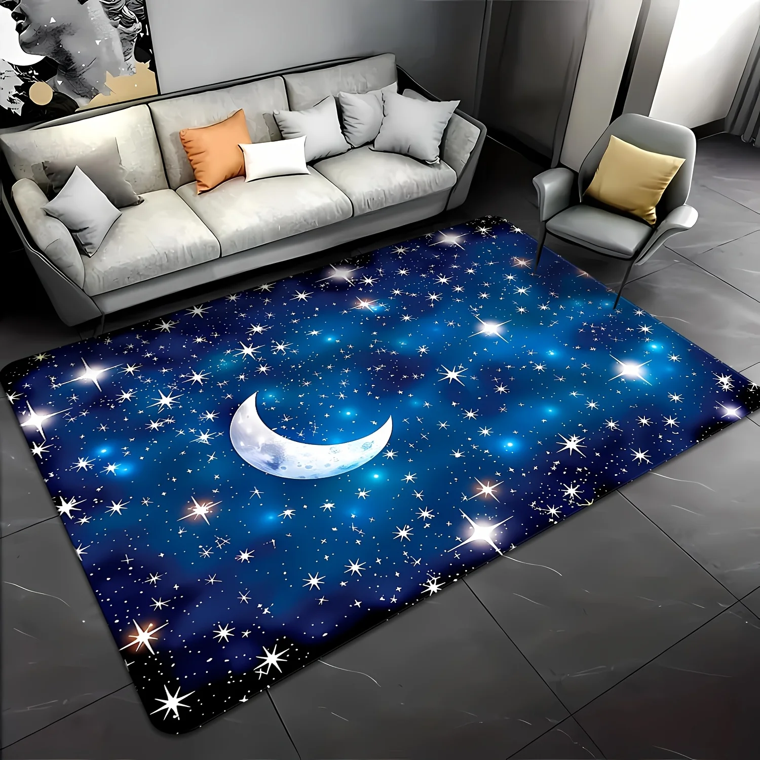 Home Textiles Rug - سجادة أرضية بتصميم سماء الليل المرصعة
