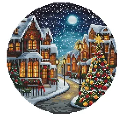 Quality Beautiful Counted Cross Stitch Kits Embroidered Home Decoration Broom Christmas Street 33-34