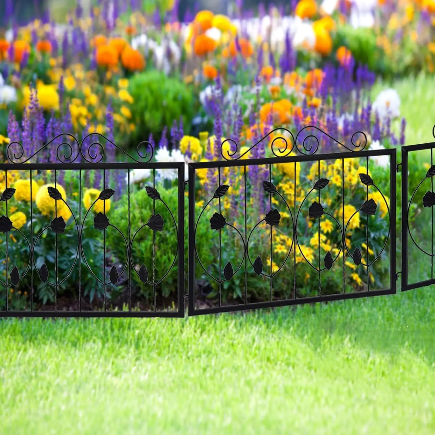 4 Pack Decorative Garden Fence Outdoor Rustproof Landscape Iron Wire Border No Dig Fencing Flower Edging for Yard Landscape