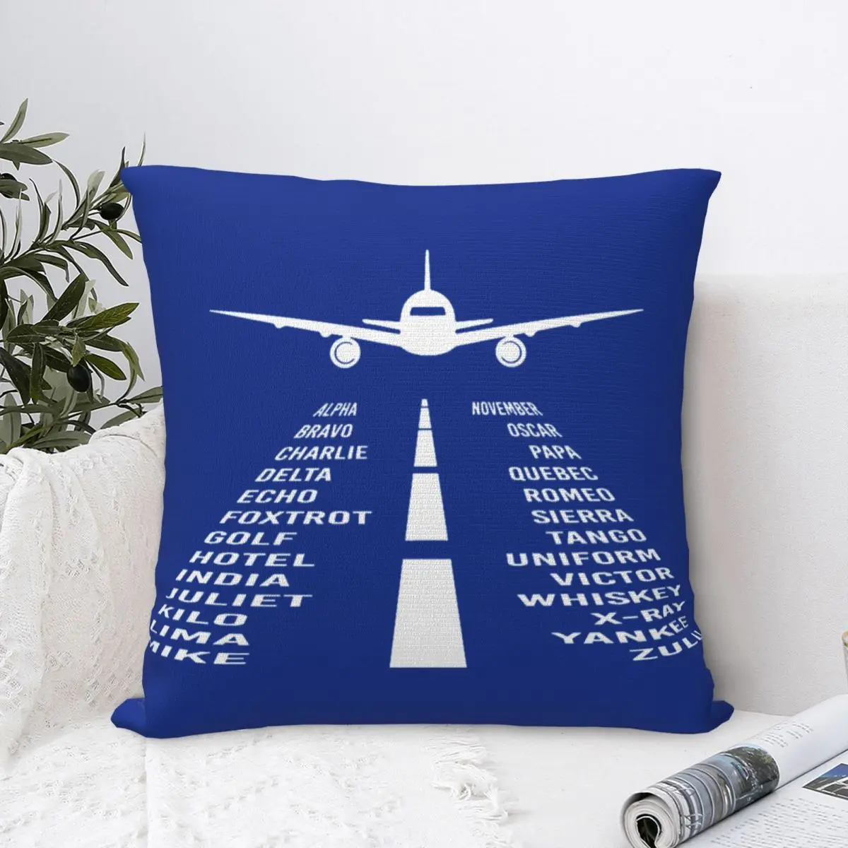 Airplane Phonetic Alphabet Pilot Pillowcases Polyester Living Room Aviation Airport Cushion Case Cute Decor Pillow Cover 40*40