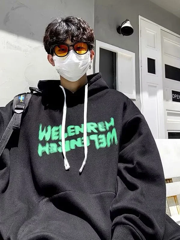 

Large Size Hoodie Sweatirt American Sle Youth Casual Loose Couple Outerwear Autumn Winter Cotton Breathable Anti-Wrinkle