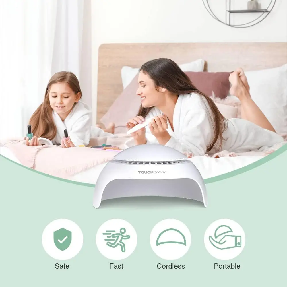 مجفف أظافر للأطفال والمراهقين المبتدئين: مروحة LED وإضاءة، آمن، يعمل بالبطارية، إصدار مدبوغ غير يدويًا (TB-2130)