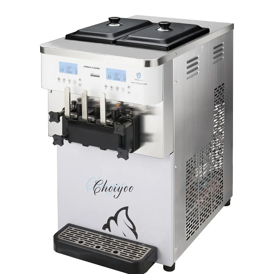 Table Top Mini 2+1 Mixed Flavor Soft Ice Cream Machine 30L/H Commercial Snack Ice Cream Maker
