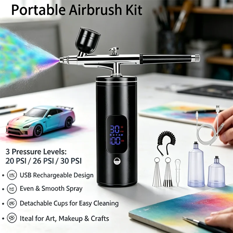 Airbrush with Compressor Portable Airbrush Painting Mini Spray Gun for Painting Paint Crafts Airbrush Compressor Paint Spray Gun