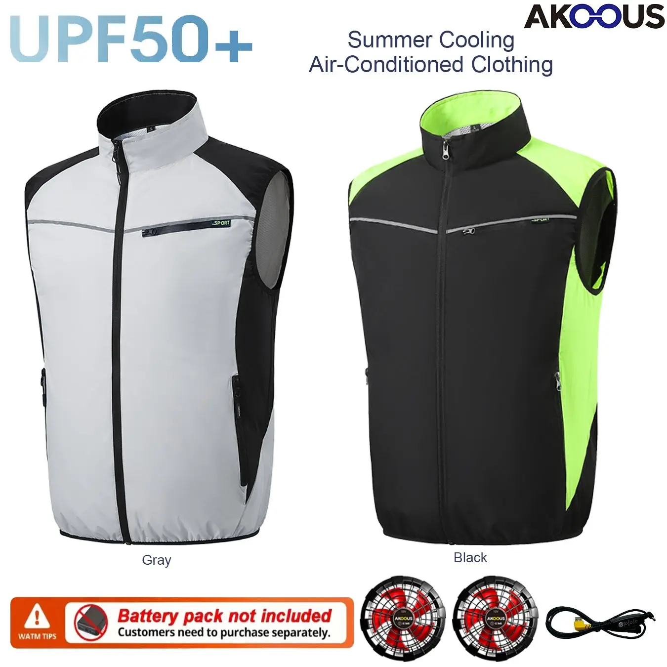 

12V/5V 3 Gears USB Cooling Fan Vest Summer Sleeveless Air Conditioner Vest Breathable Heat Resistant Workwear for Outdoor