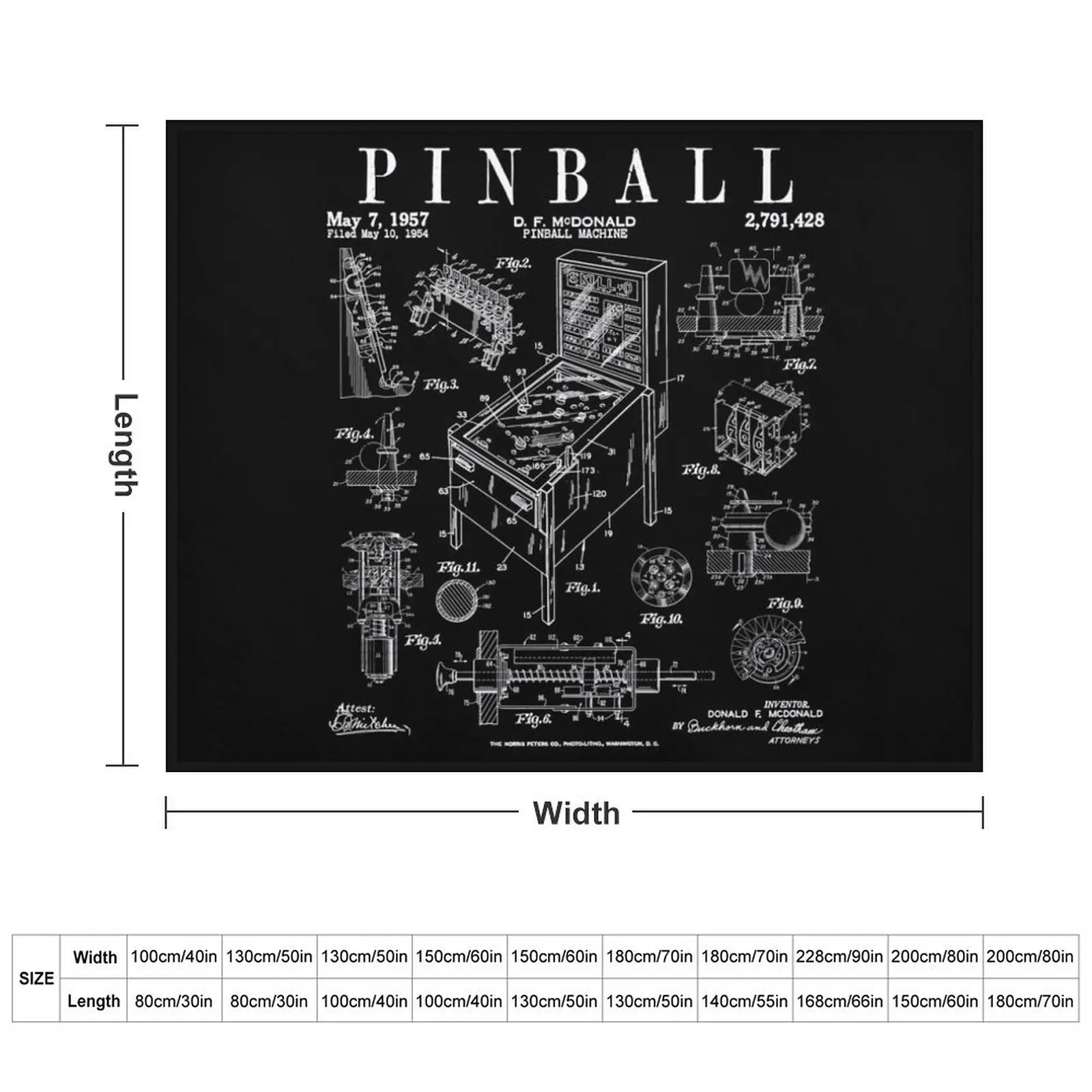 Pinball Arcade Gaming Machine Vintage Gamer Patent Print Throw Blanket Retros Tourist Luxury Brand christmas gifts Blankets