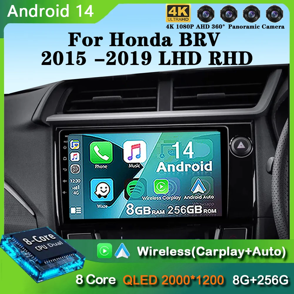 

Android 14 Carplay Auto For Honda BRV 2015 -2019 LHD RHD Car Radio Multimedia Video Player Navigation GPS No 2Din 2 Din DVD DSP