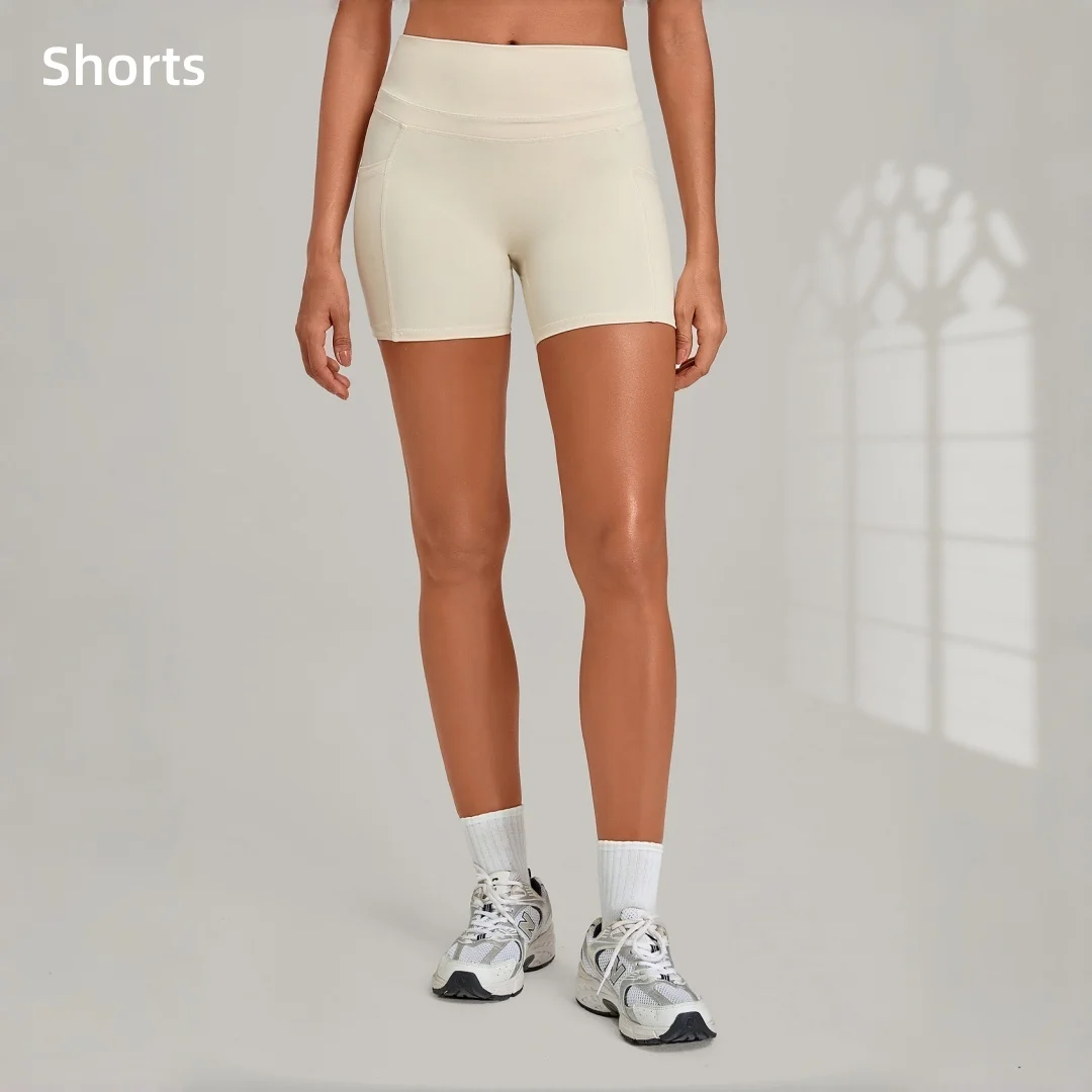 Women's Yoga Shorts High-Waisted Butt-Lifting High Elasticity Second-Skin Feel with Pockets Running Workout Gym Fitness Shorts