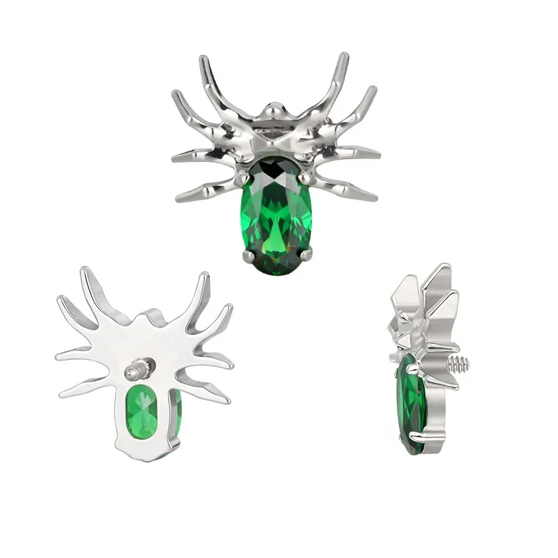 ASTM F136 التيتانيوم ثمانية أرجل العنكبوت الأذن ترصيع بيرك تشيكوسلوفاكيا معبد أعلى الخيوط Labret الزنمة الشفاه أقراط مسمار ثقب المجوهرات