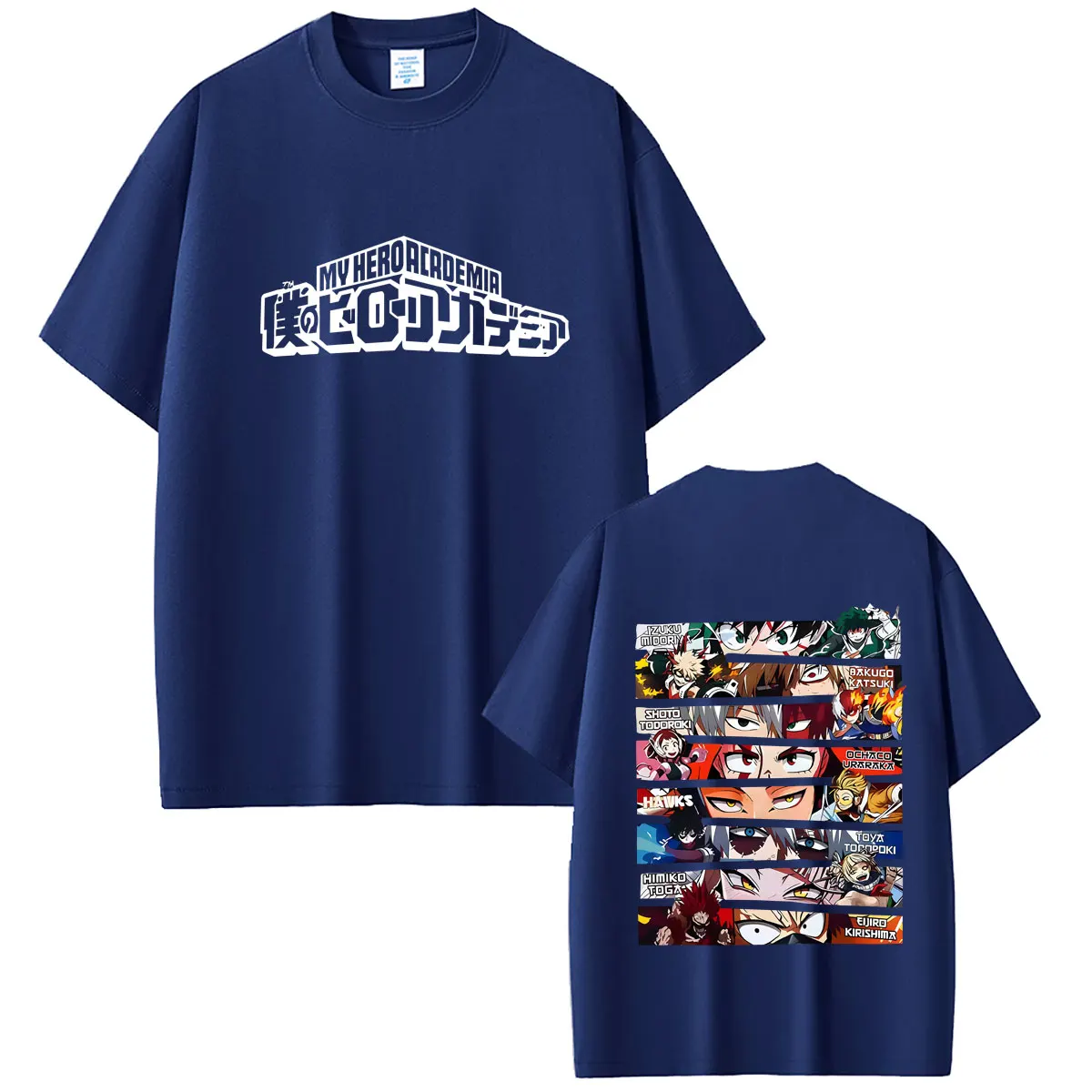 Bestseller Anime My Hero Academia Midoriya Izuku Shoto Todoroki Bakugou Katsuki Augen-Print T-Shirt für Männer und Frauen Lässiges Vintage T-Shirt – Detail 4