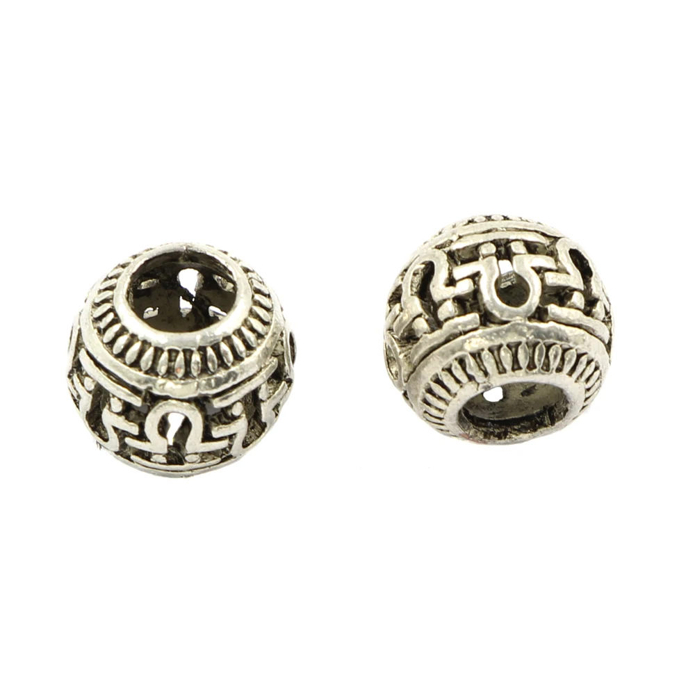 Tibetan Silver Metal Carved Cylinder Beads European Big Hole Charm Spacer Fit DIY Bracelet Jewelry Accessories 10pcs/lot
