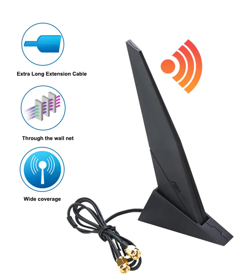 Original ASUS Motherboard Network Cards Antenna 2.4G/5G/6G WiFi6e Tri-Band Magnetic Antenna for ROG Z390 Z490 X570 B460 B360 - 5
