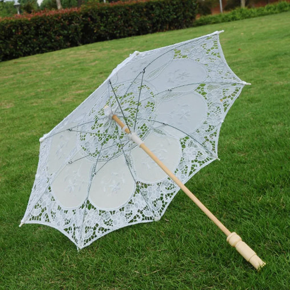 

Exquisite Vintage Lace Umbrella Wedding Photo Prop Foldable Decorative Bridal Umbrella Handmade Elegant Lady Costume For Party