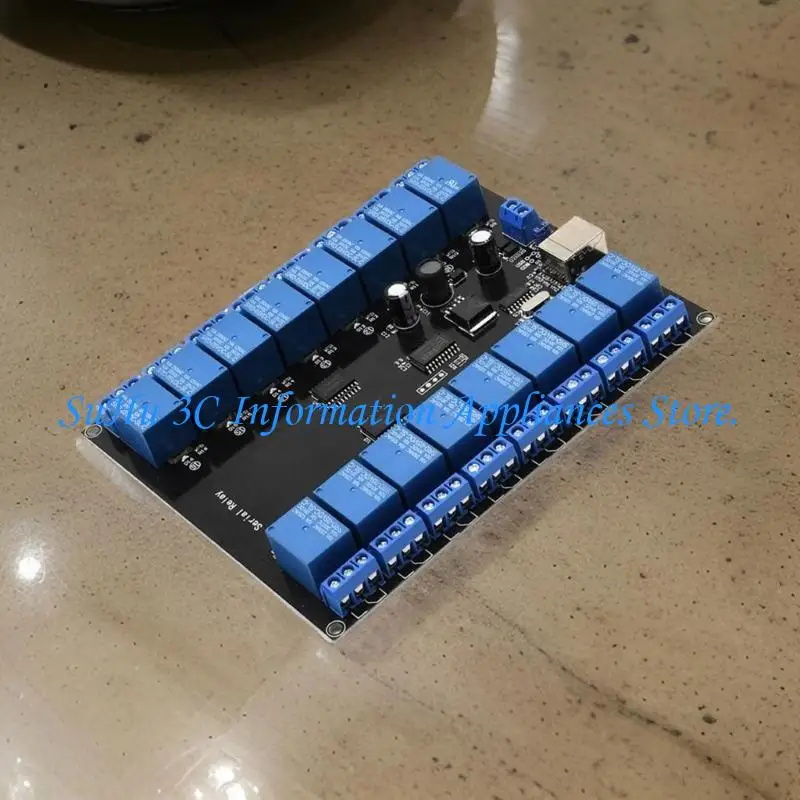 DC7V-38V 16 Channel 16CH Serial Relays Module 10A 250V Load USB Power Supply