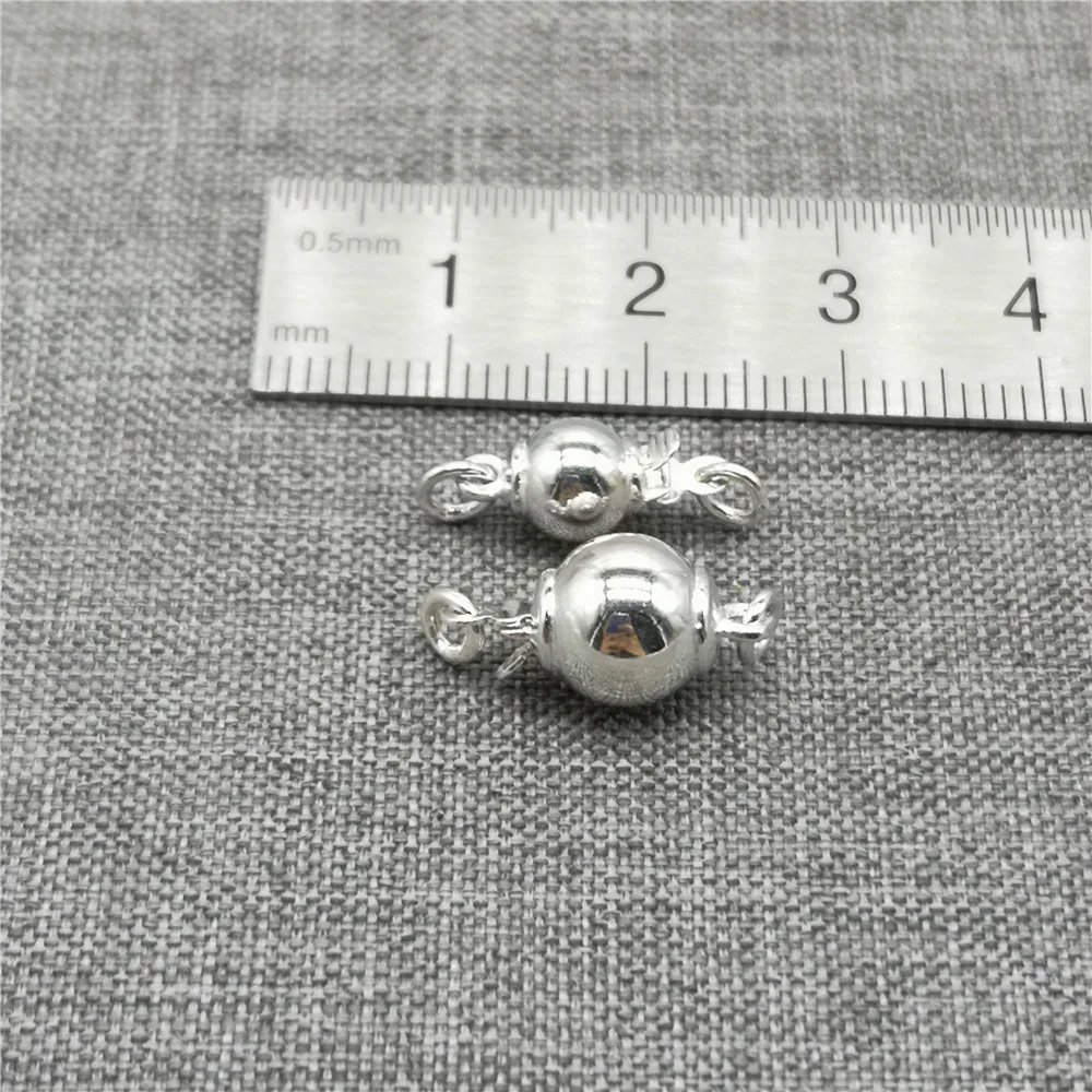 1 Piece Plain Ball Pearl Clasp 6mm 7mm 8mm 10mm in 925 Sterling Silver with Interlocking Hook