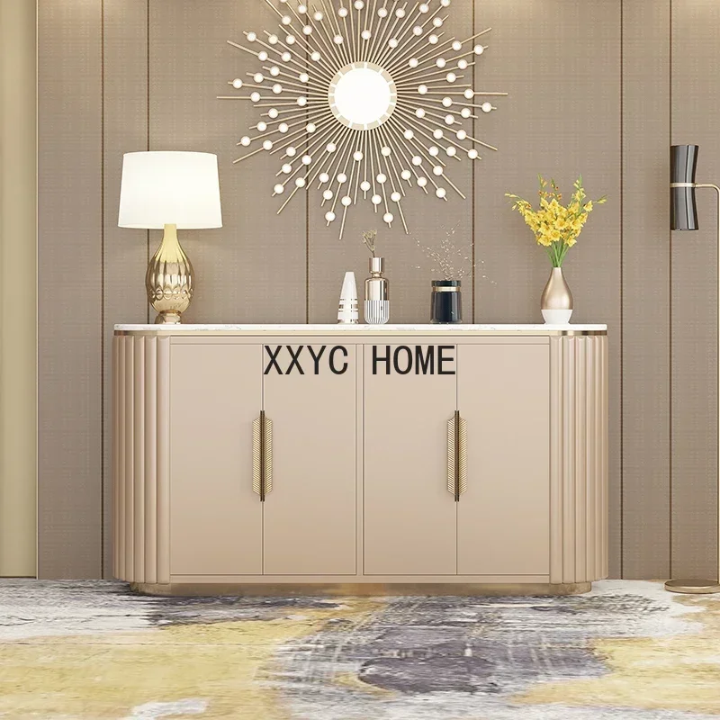 

Light Luxury Sideboard Cabinet Simple Modern Marble Living Room Locker Stainless Steel Bedroom Storage Cabinet