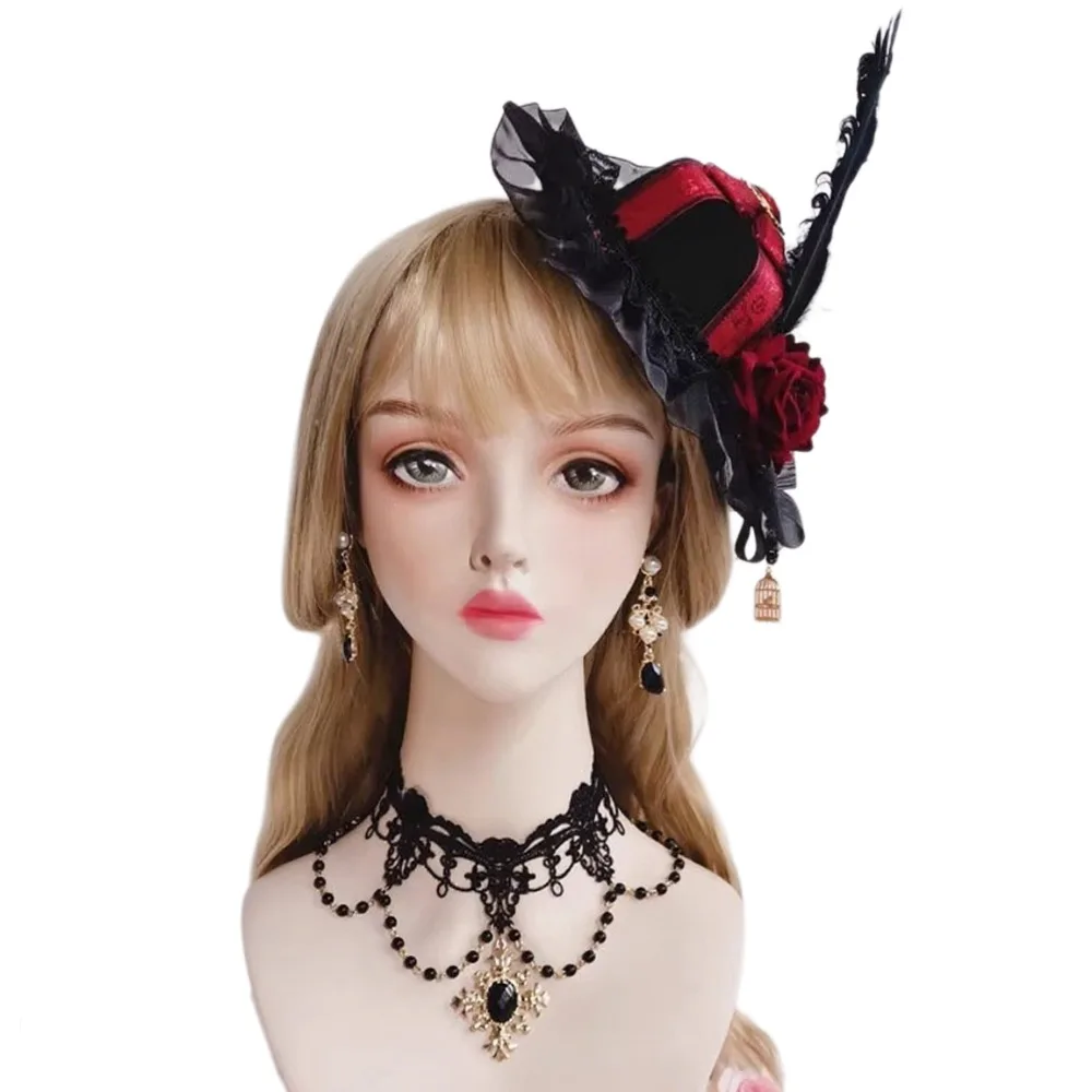 

Lolita KC Gothic Necklace Diablo Series Notre Dame Apollo Sun Punk Rose Pearl Lace Collarbone Chain Necklace for Halloween