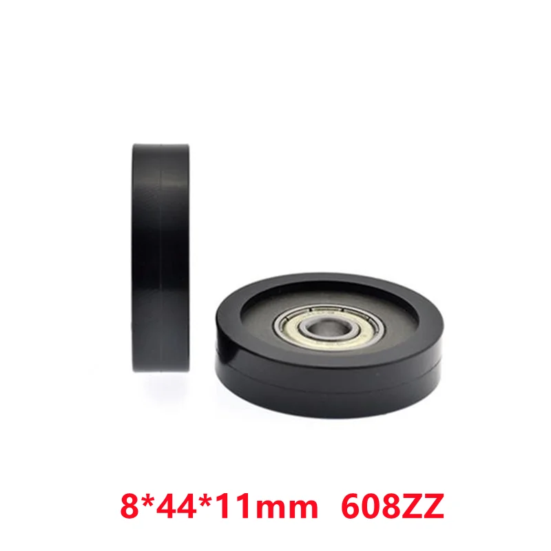 5pcs/20pcs Flat Roller 8*44*11mm 608ZZ 608 Bearing Pulley TPU Hard Rubber Guide Wheel 8x44x11 mm