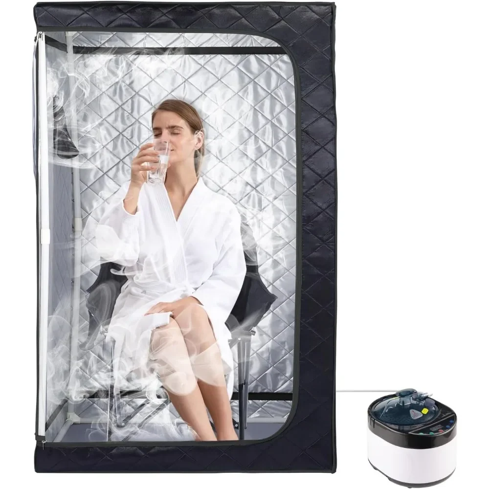 Sauna Full Size Portable Steam1500 Watt 4 Liter Steamer with Remote Control, Timer, Foldable  L 33.8