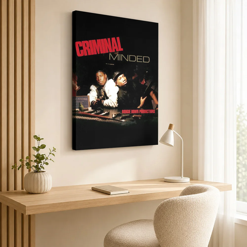 Boogie Down Productions Criminal Minded Framed Canvas Poster Customized Photo Album Cover Lettering Wall Art For Home Studio