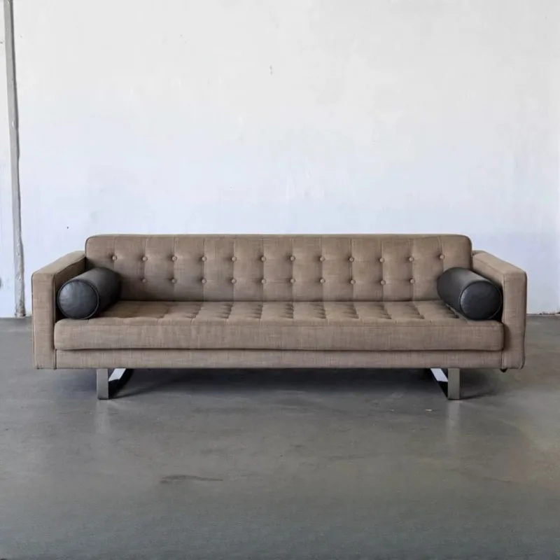 Niche modern minimalist geometric sofa, artistic design sense contrasting color splicing buckle rectangular sofa