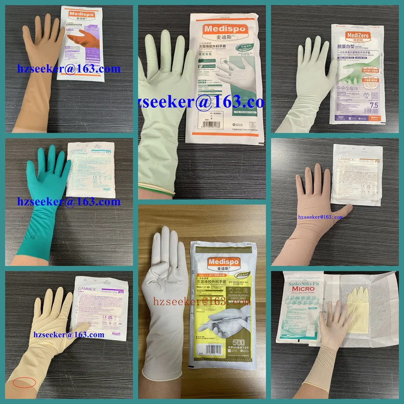 New 8 types of glove combinations for sale , Latex Glove, Powder-Free ,Brown, Green, Natural. Length 300mm/11.8 inch (about)
