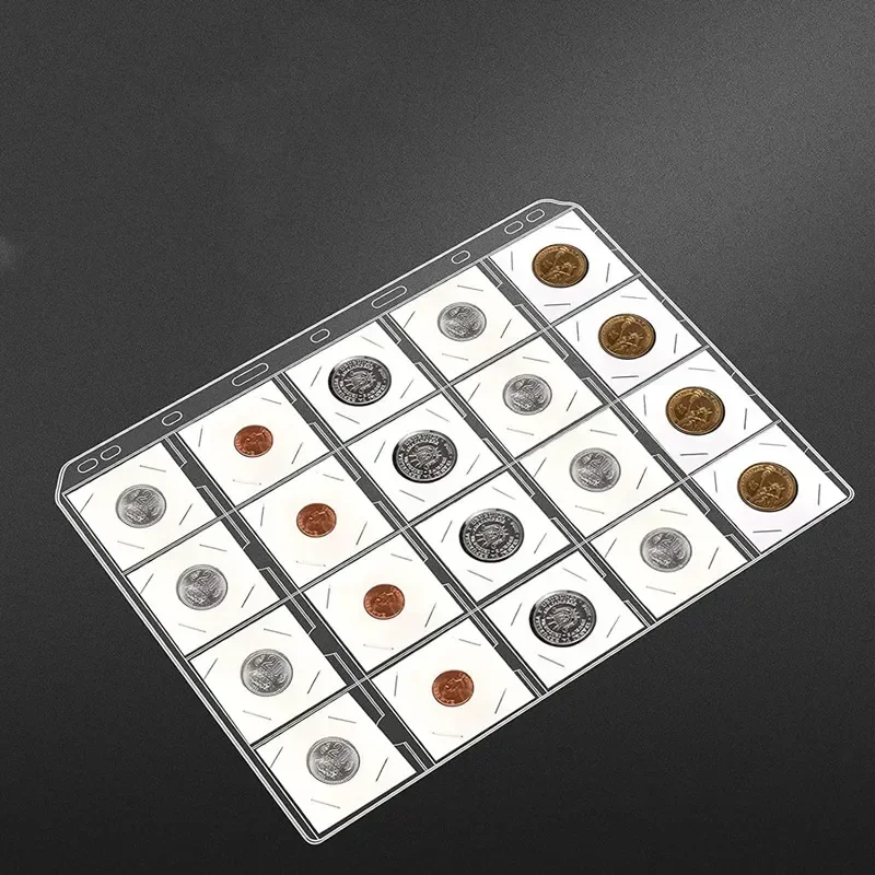 20-grid 10/20PCS 9 Holes (PCCB) PVC Pocket Paper Clip Loose-leaf Inner Page Coin Collection  (paper Clip/COIN/coin Page Hot Sale