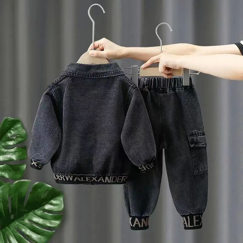 Kids Boys Clothing Set Spring and Autumn New Children\'s Casual Jacket Jeans Two Piece Set Girl Baby Korean Version Casual Set