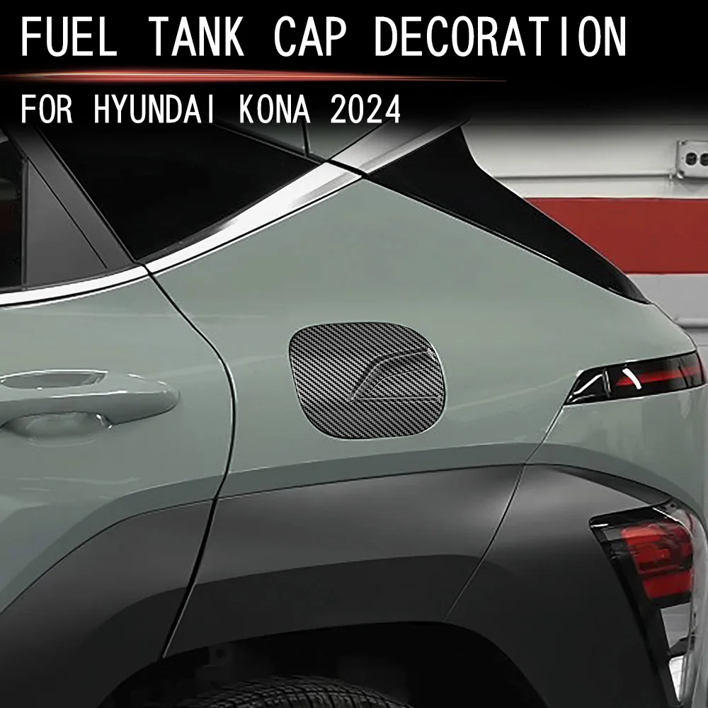 For Hyundai KONA 2024 2025 ABS carbon fiber Fuel Tank Oil Cap Gas Cover Trim Car Exterior Decorate Accessories Car Styling