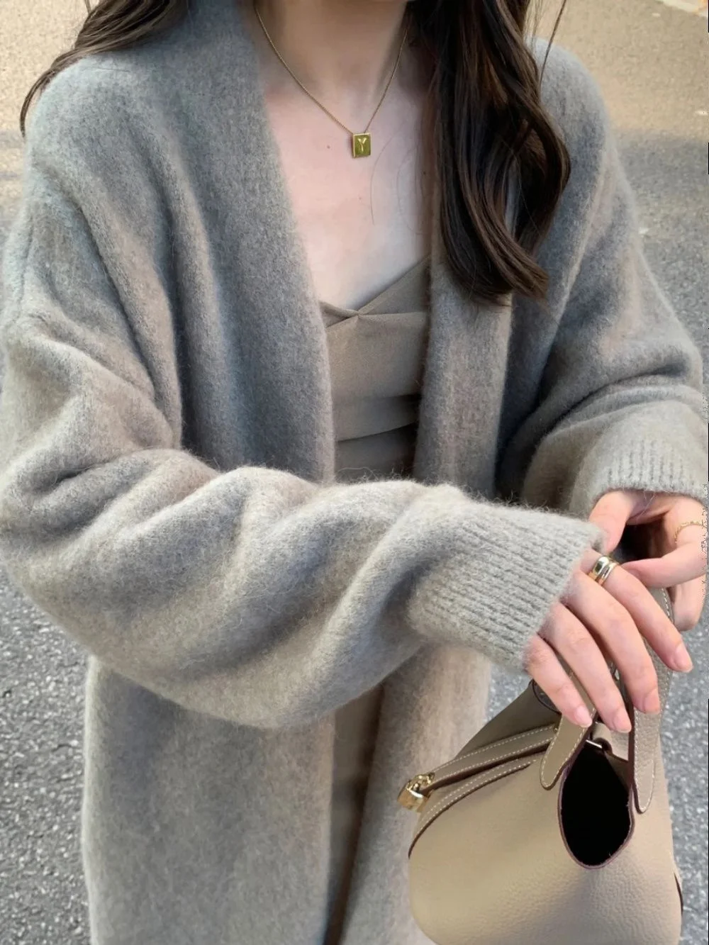 

Mid-Long Cardigans Shoujo Womens Fall Japanese-Style Lace Ribs Burnout Crop Fit Basic Sun-Resistant Placket-Front Tunic Sleeve