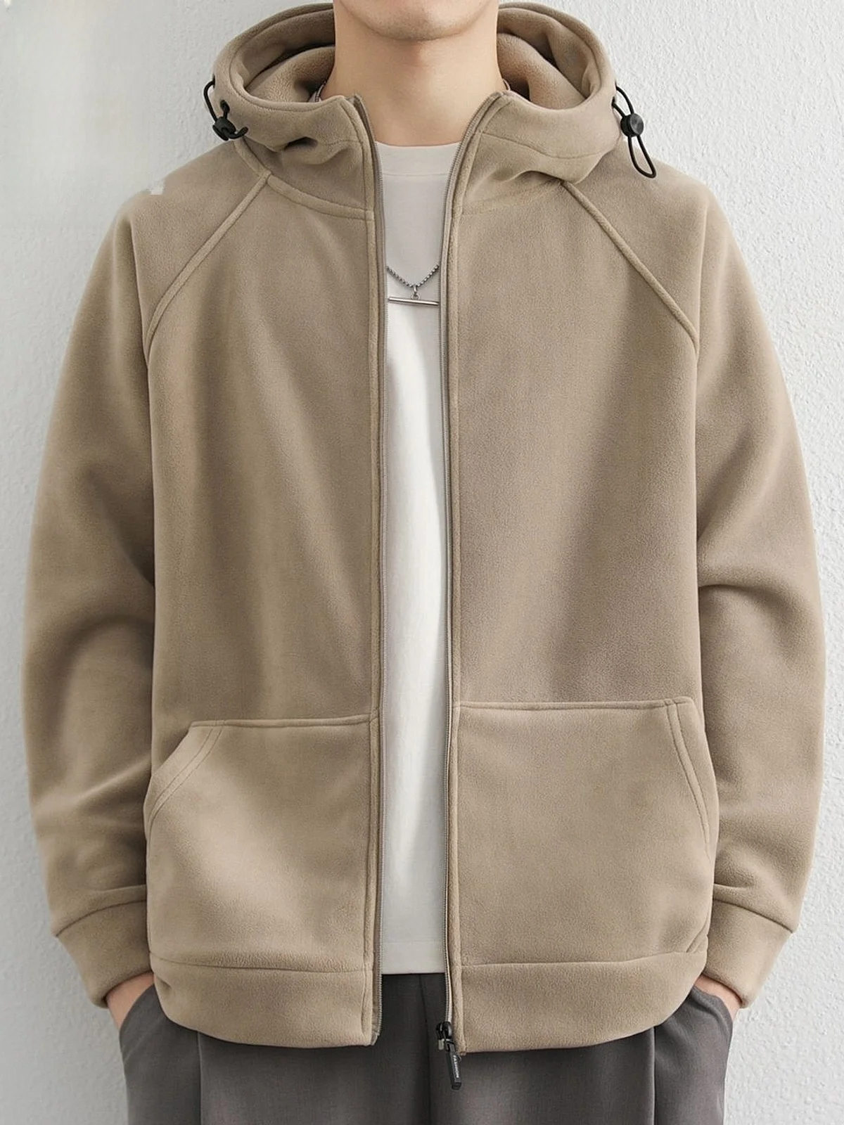 

Мужская утепленная толстовка с капюшоном на молнии, свободного кроя, повседневная, модная, из полиэстера, с длинными рукавами, зимняя теплая куртка