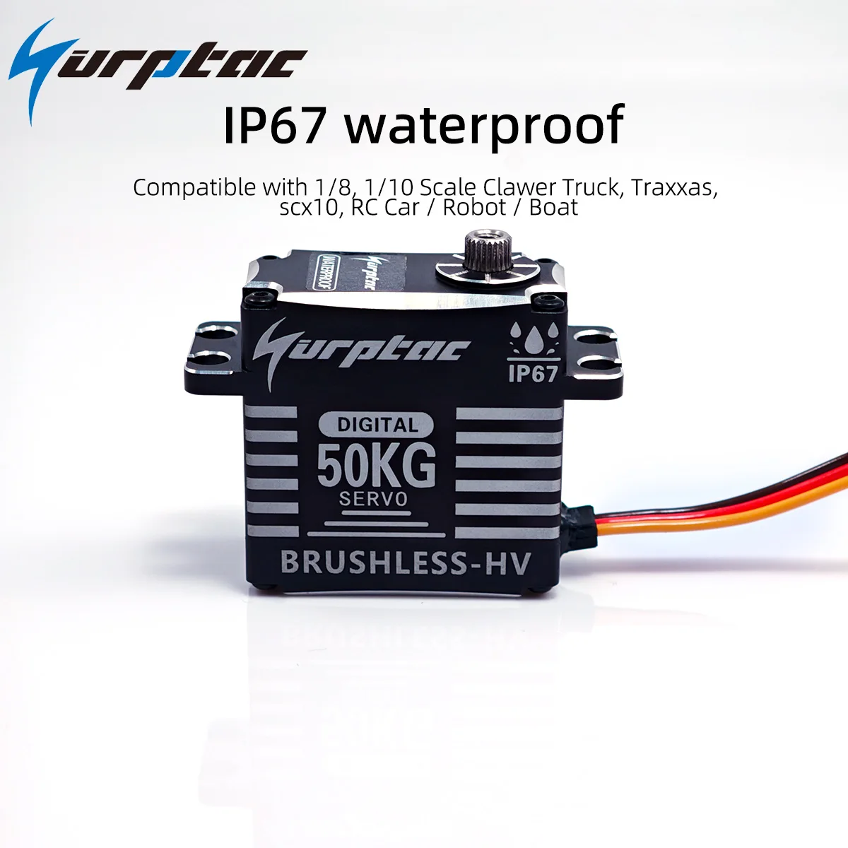 50kg Waterproof Servo IP67 180/270/360 Magnetic Sensor High Torque Brushless Digital Servo Full Metal Gear for 1/8 1/10 RC Cars