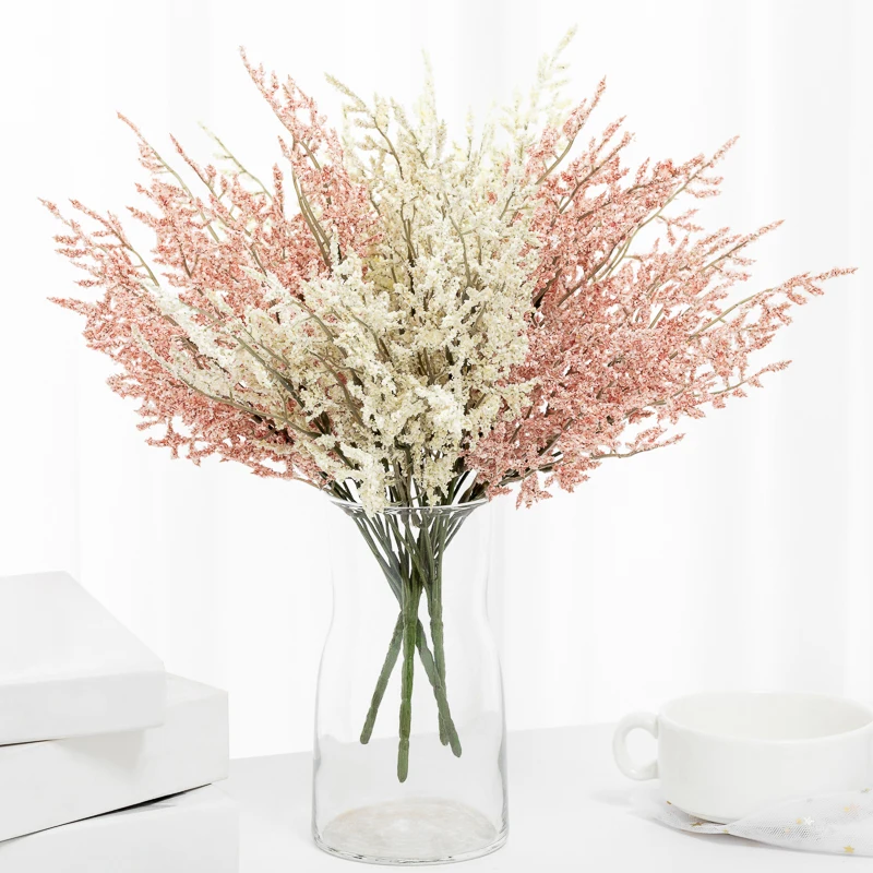 5PCS White Grass Autumn Artificial Flower White High Quality For Wedding Living Room Outdoor Home Decoration Bouquet Fake Plant