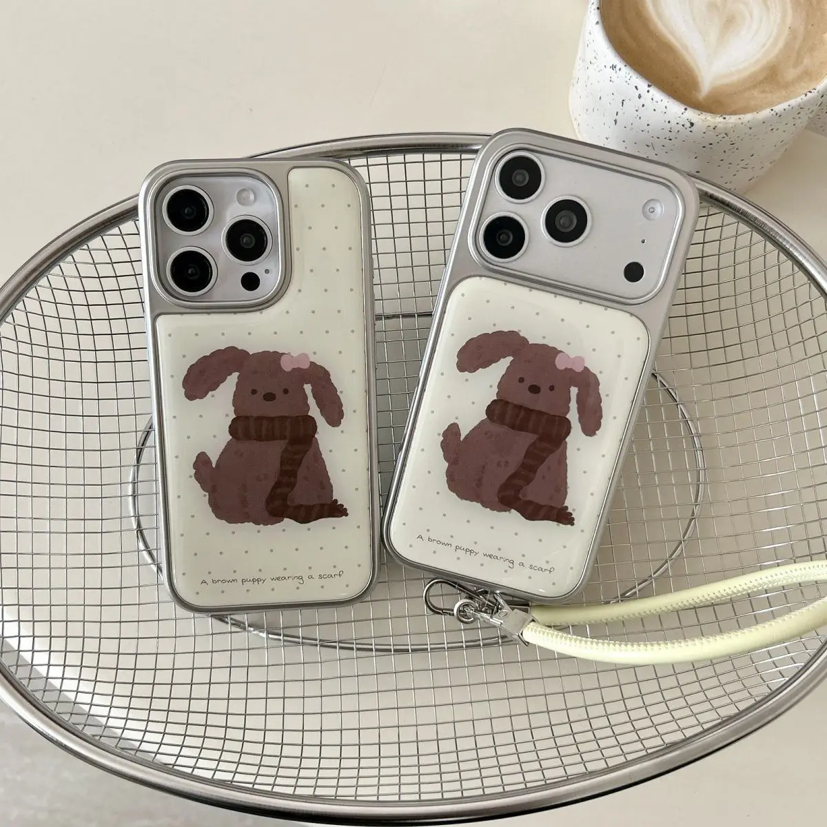 Cartoon Polka Dot Brown Puppy Cute Case For Samsung Galaxy S23 S24 S25 S26 PLUS ULTRA FE EDGE Resin Casting Y2K Protective Cover