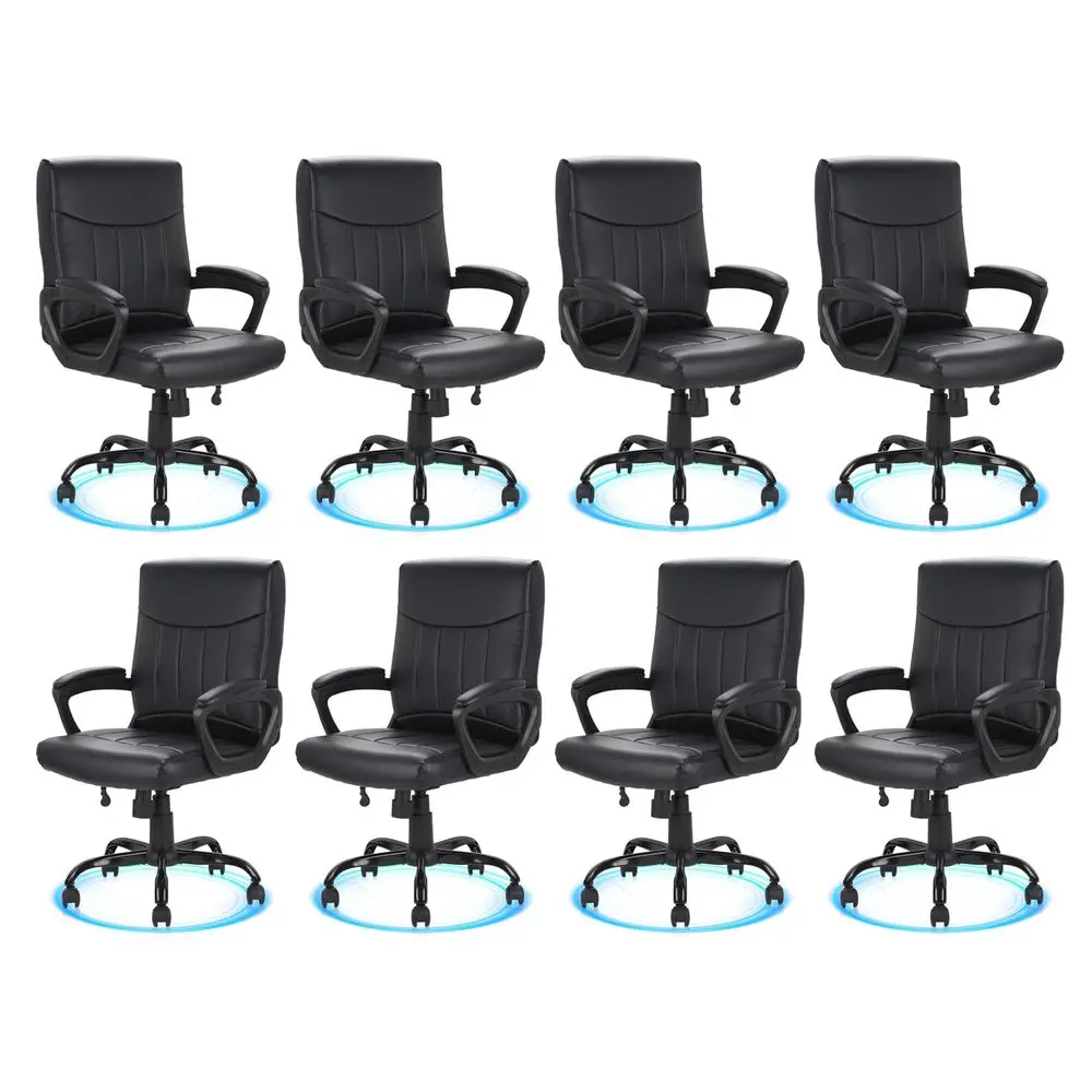 

Leather Office Executive Chair with Lumbar Support and Padded Armrestes, Swivel Rolling Ergonomic Mid Back Computer Task Desk C