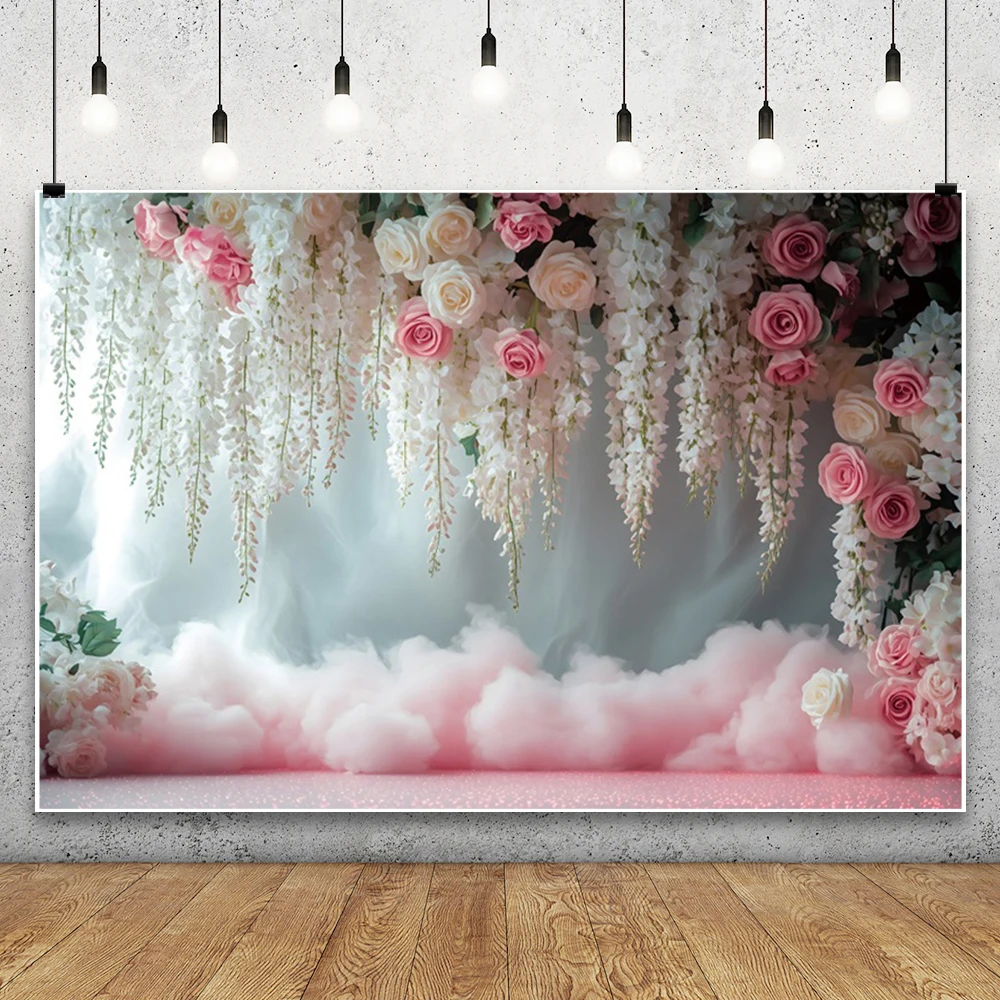 Wedding Party Decor Photography Backdrop Dreamy Curtain Flowers Bridal Shower Birthday Party Pregnant Portrait Photo Background