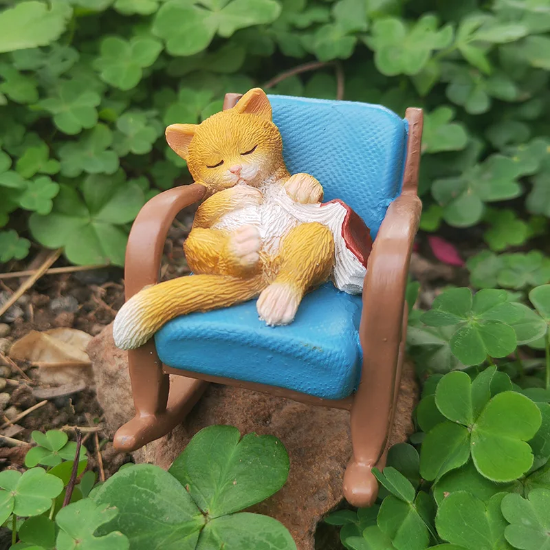 STLFZ17531A Nieuwigheid Geschenken Schattig Kat Beeldje Miniatuur Kleine Beelden Gebeeldhouwde Handgeschilderde Figuur voor Dierenliefhebbers en Kat Eigenaar