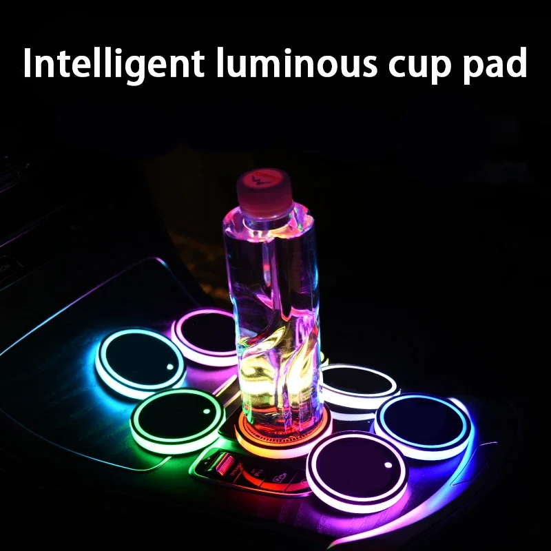 

Colorful car luminous water cup pad LED car interior breathing night light central control car anti-skid pad ambient light