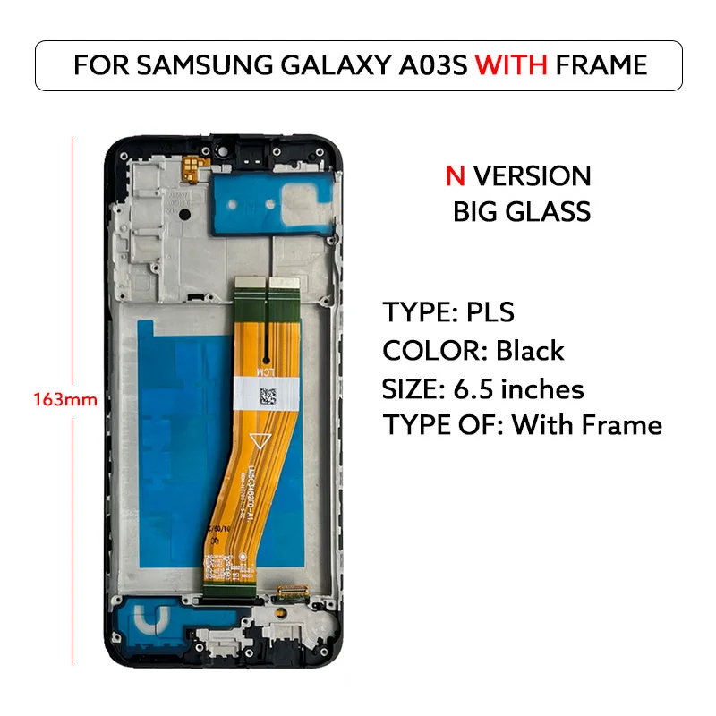 Voor Samsung Galaxy A03s Lcd-scherm 6.5 "A037F A037M A037G A037W Touch Screen Digitizer Vergadering Panel Vervangende Onderdelen